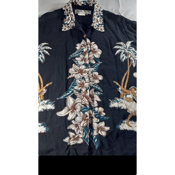 Baik Baik Honolulu Hawaiian Retro Shirt Black Size Small Hula Girl - Picture 2 of 11